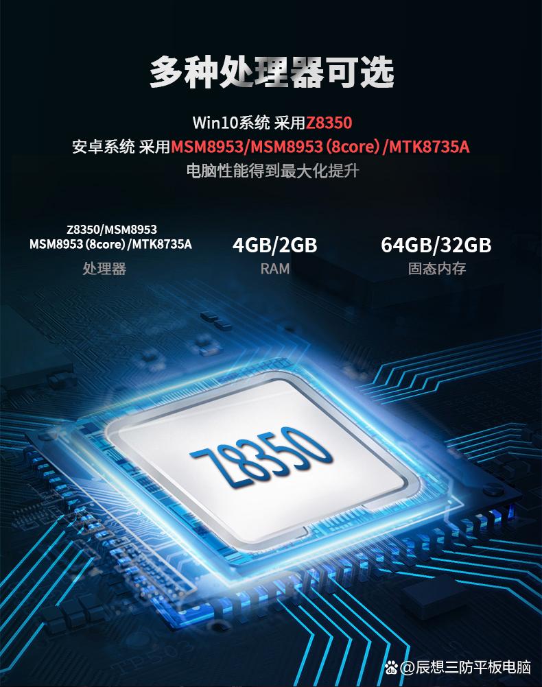 辰想7寸windows10系统工业三防平板电脑w75h,多种无线传输方式